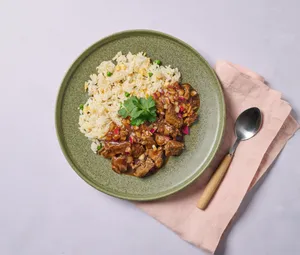 Cambodian Luc Lac with Egg White Rice